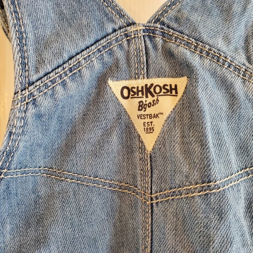 OshKosh Bgosh‎ Baby Girls Denim and White Eyelet Lace Overall Dress 4t
